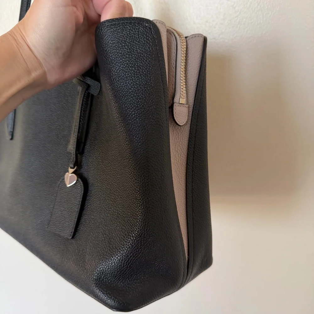 KATE SPADE Margaux Large Satchel Tote Crossbody In Black Warm Taupe